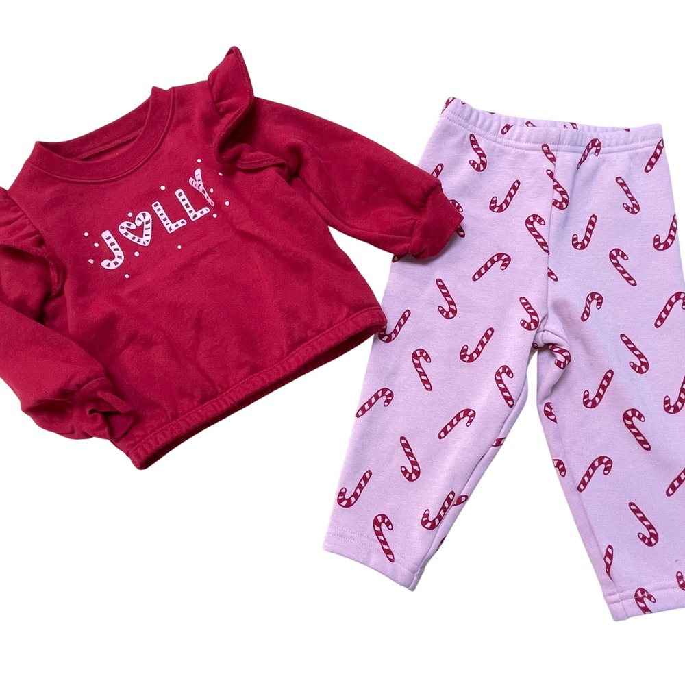 Child of Mine Carter's Red Jolly Candy Cane Leggings Set Girls 18m Christmas